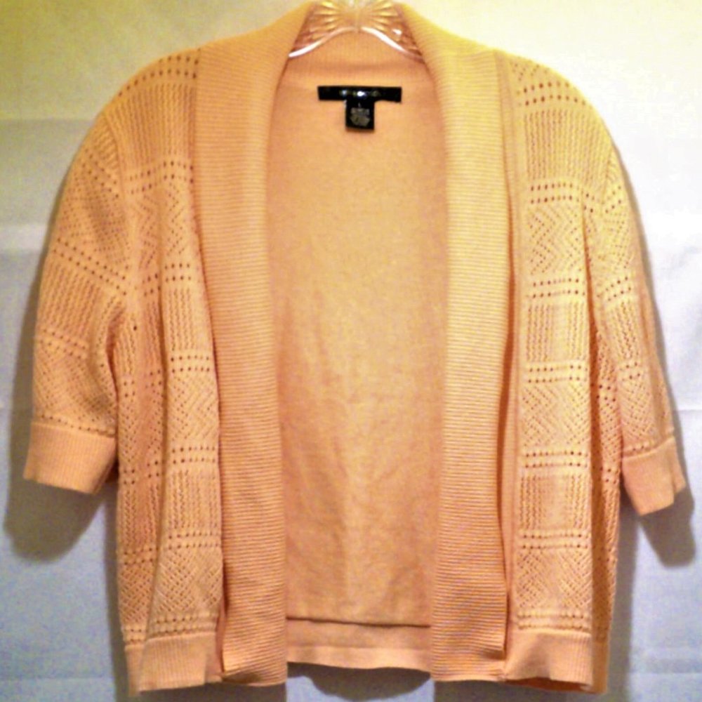 Open Front Crop Cardigan w/Crochet Detail